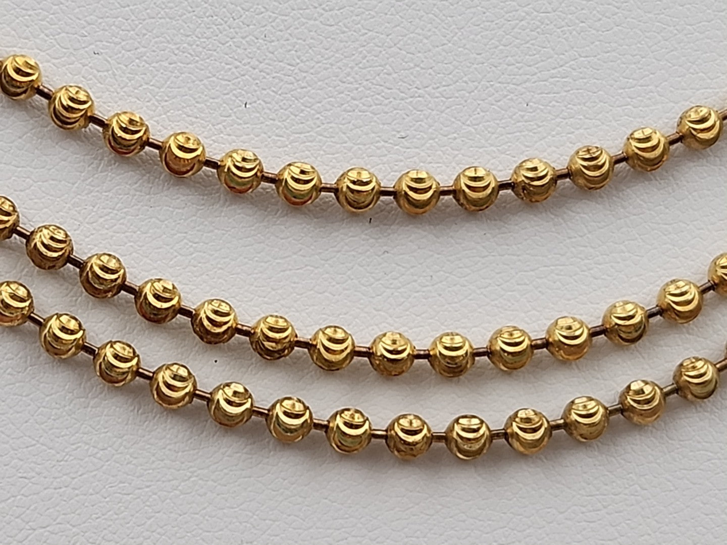 Italian Moon Cut/Gold Plated/Sterling Silver/30" Ball Bead Chain Necklace
