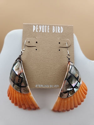LESLIE TENORIO SANTO DOMINGO Sterling Silver Abalone Inlaid On Shell Earrings