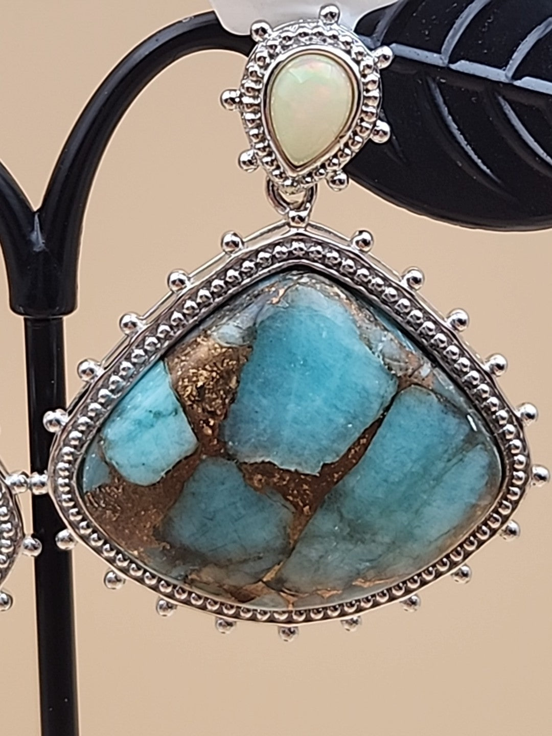 DALLAS PRINCE Amazonite/Opal/Sterling Silver Dangle Earrings