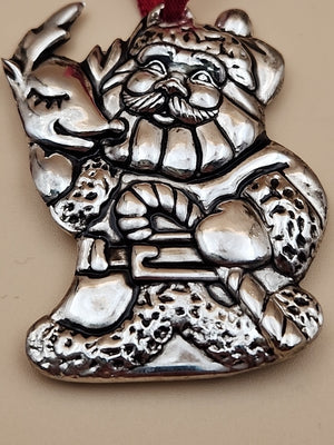 GORHAM Sterling Silver Plated Santa Claus Christmas Ornaments Set Of 3