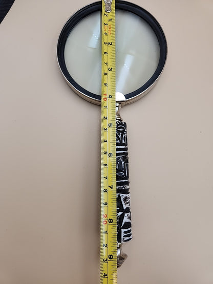 Silver Tone/Resin Handle With Ethnic Carvings Magnifying Glass