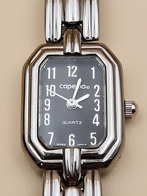 CAPEZIO 1980's Silver Tone/Black Dial Analog Watch NEW BATTERY