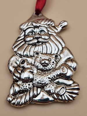 GORHAM Sterling Silver Plated Santa Claus Christmas Ornaments Set Of 3