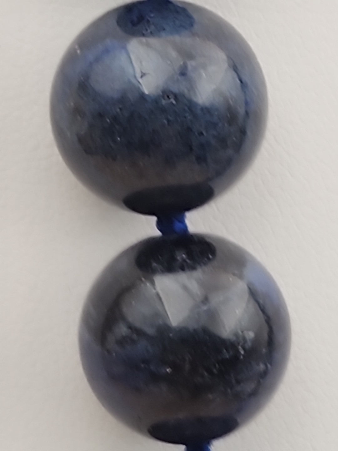 Blue Dumortierite Polished 14mm Bead/Sterling Silver Clasp 17" Necklace