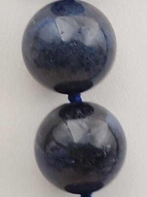 Blue Dumortierite Polished 14mm Bead/Sterling Silver Clasp 17" Necklace