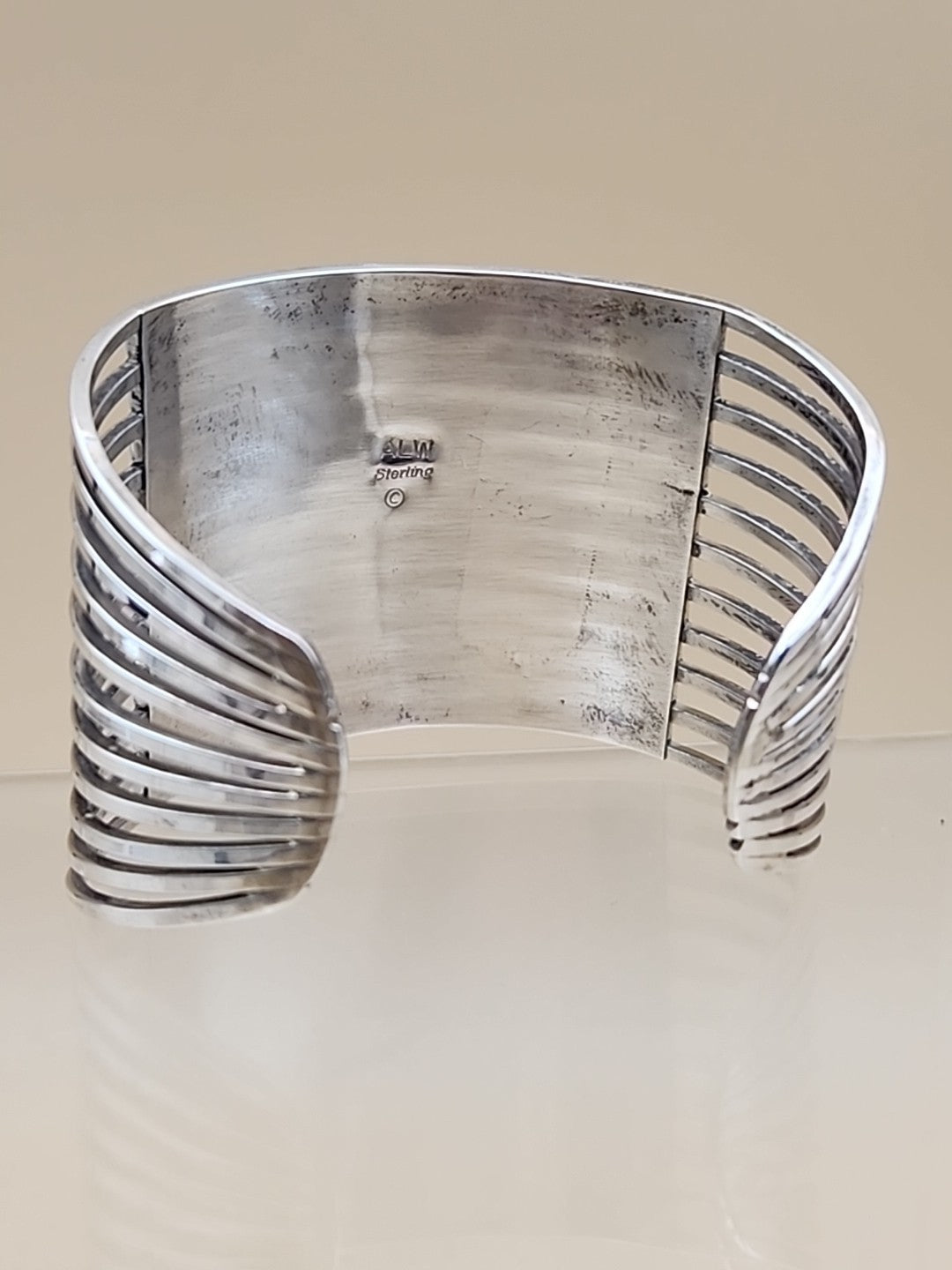 ANSON LETICIA WALLACE ZUNI Turquoise Inlaid/Sterling Silver Cuff Bracelet