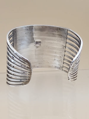 ANSON LETICIA WALLACE ZUNI Turquoise Inlaid/Sterling Silver Cuff Bracelet