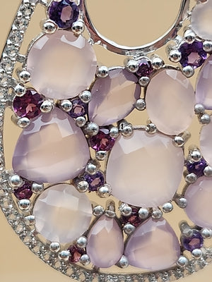 Amethyst/Rose Quartz/White Quartz/Sterling Silver Teardrop Drop/Dangle Earrings