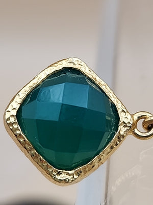 HSN CAROL BRODIE Gold Vermeil Faceted Black & Green Onyx Pear Drop Earrings