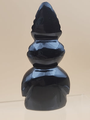 Gold Sheen Obsidian Hand Carved Mayan Aztec Statue