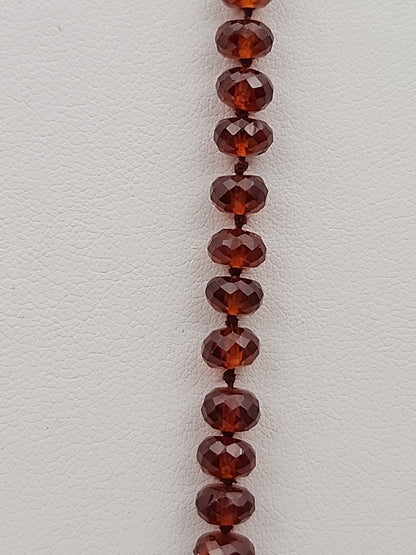 Faceted Rondele Hessonite Garnet Vermeil Graduated Vintage 26" Necklace