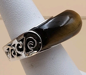 7 Semi Precious Stones/Sterling Silver Drop Ring  Size 7.5