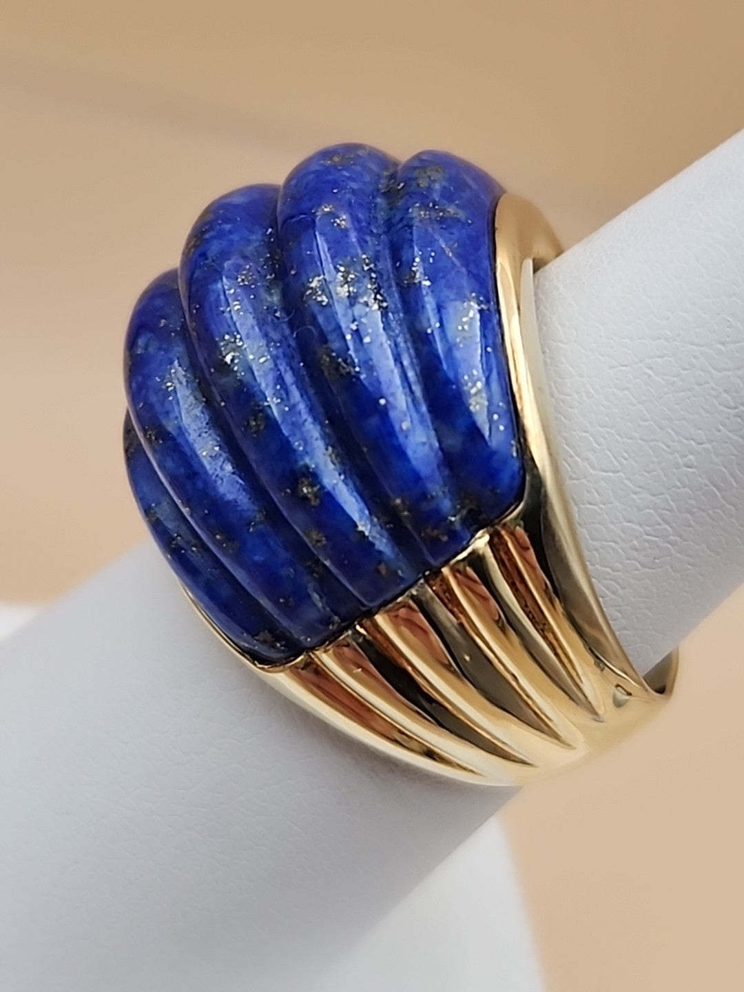 ROSS SIMONS Carved Lapis Lazuli/18k Over Sterling Dome Ring Size 7
