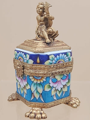 LIMOGES Peint A La Main #2559 Of 3400 Limited Edition Gilt Bronze Trinket Box