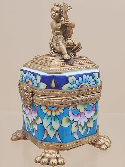 LIMOGES Peint A La Main #2559 Of 3400 Limited Edition Gilt Bronze Trinket Box