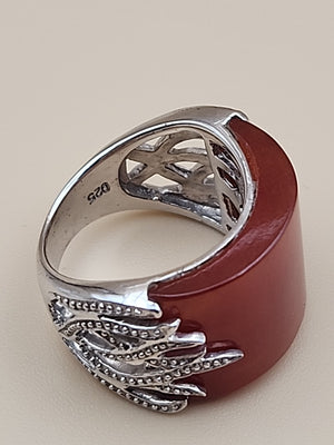 Carnelion Agate-Aqeeq/Sterling Silver Ring Size 8