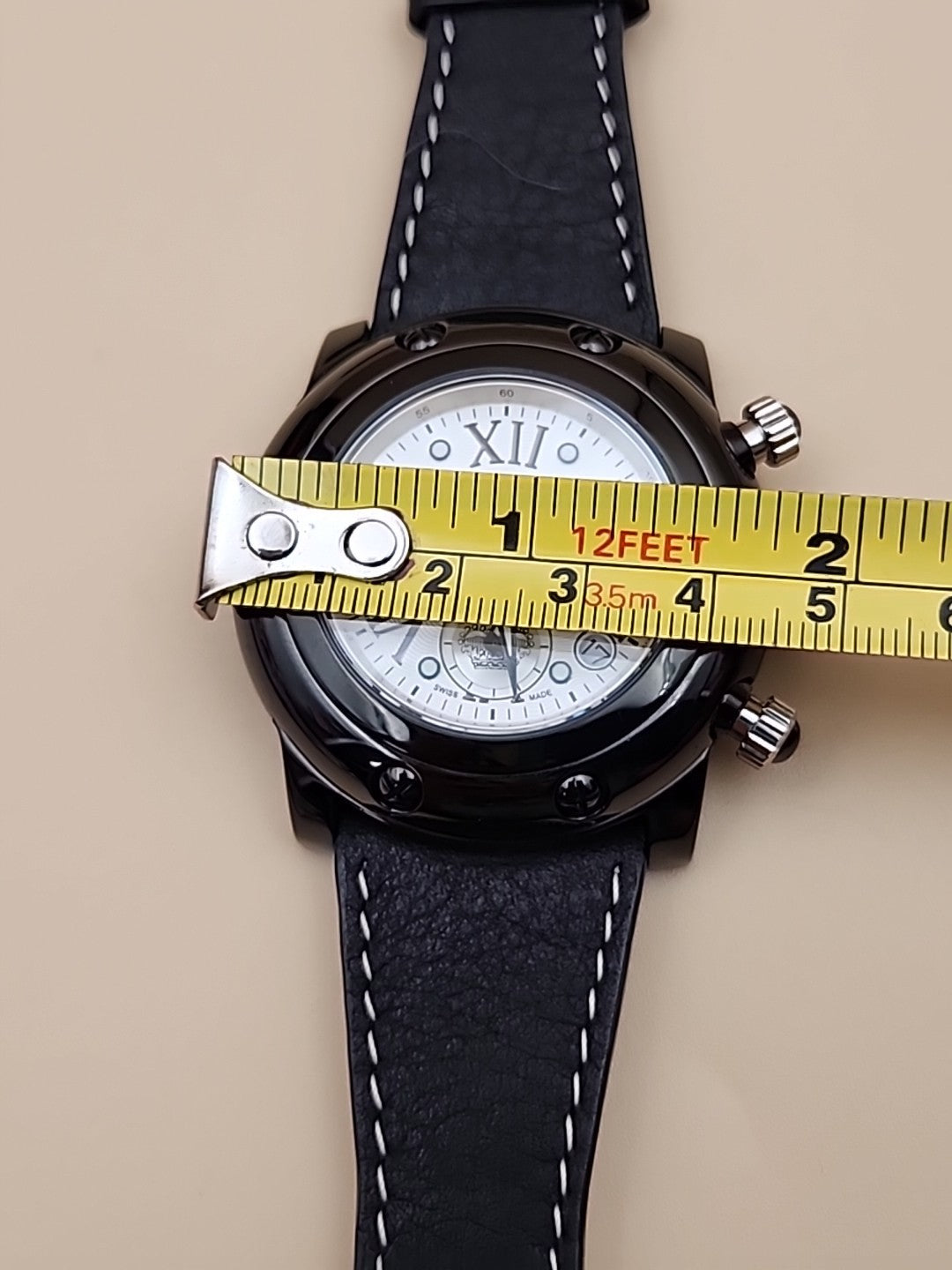 GLAM ROCK Black Leather Miami Chrono 10 ATM Model# 10164 NEW BATTERY