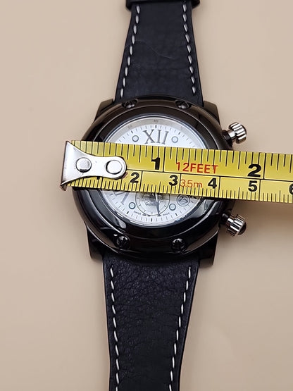GLAM ROCK Black Leather Miami Chrono 10 ATM Model# 10164 NEW BATTERY