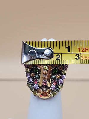 MICHAEL VALITUTTI Multi Gemstone/Sterling Silver/ Panther/Jaguar Head Ring Sz.5