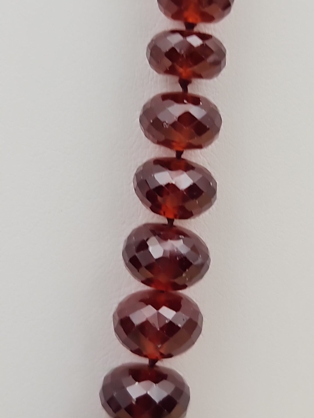 Faceted Rondele Hessonite Garnet Vermeil Graduated Vintage 26" Necklace