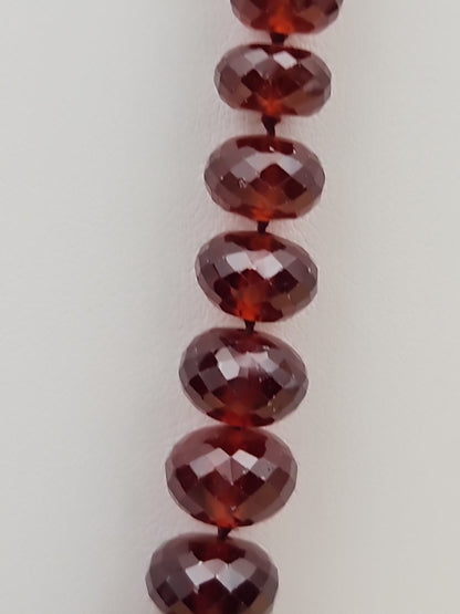 Faceted Rondele Hessonite Garnet Vermeil Graduated Vintage 26" Necklace