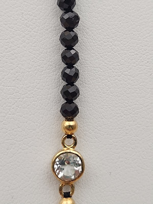 HSN Faceted Black Onyx/Topaz/14k Over Sterling Silver 36" Necklace
