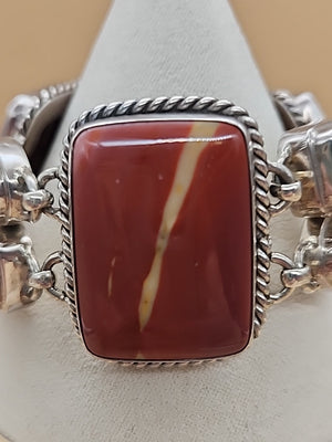 Yellow Citrine/Red Jasper/Rutilated Quartz/Sterling Silver 8"Adjustable Bracelet