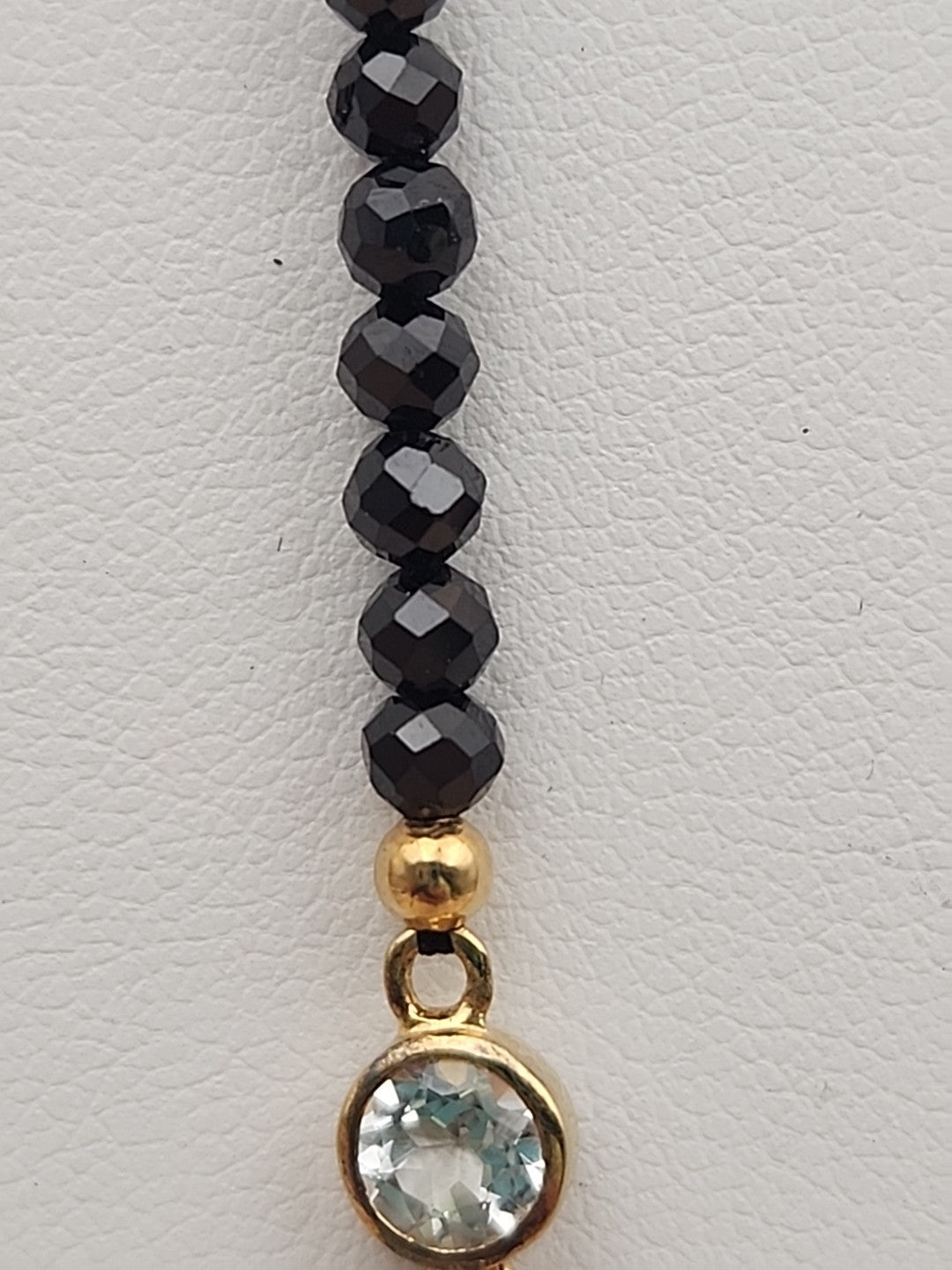 HSN Faceted Black Onyx/Topaz/14k Over Sterling Silver 36" Necklace