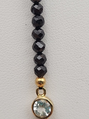 HSN Faceted Black Onyx/Topaz/14k Over Sterling Silver 36" Necklace