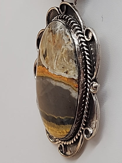GARY NEZ NAVAJO Bumblebee Jasper/Sterling Silver Pendant