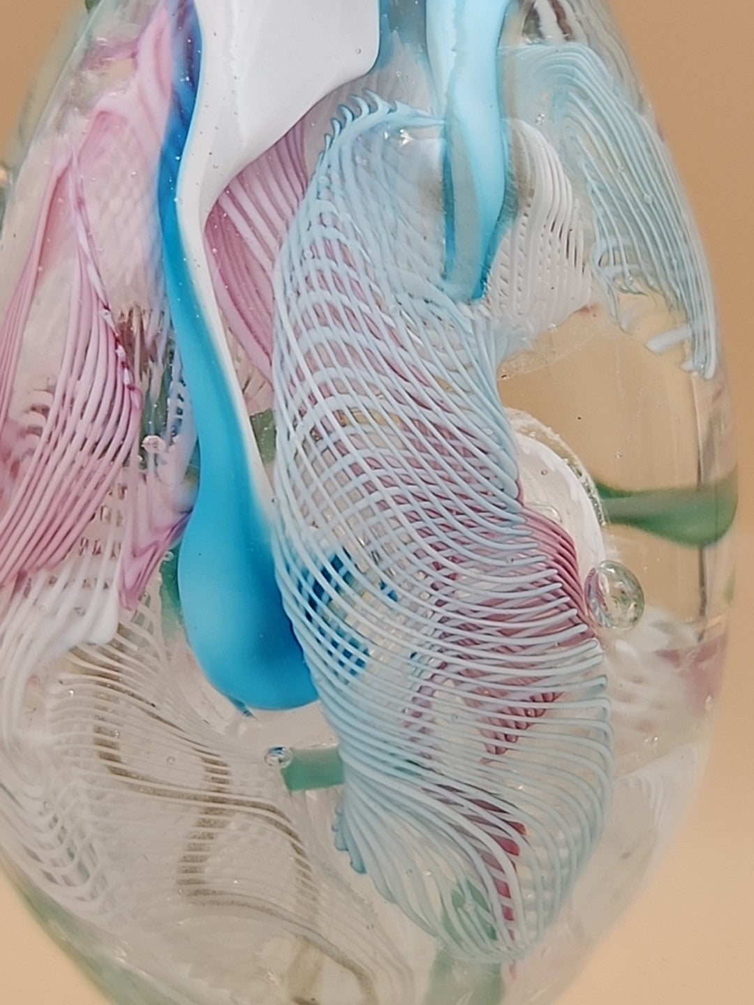 MURANO Italy Fratelli Toso Latticino Millefiori Scramble Pastel Egg Paperweight