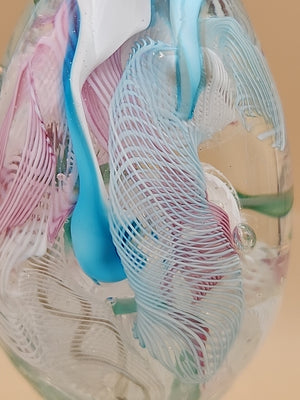 MURANO Italy Fratelli Toso Latticino Millefiori Scramble Pastel Egg Paperweight