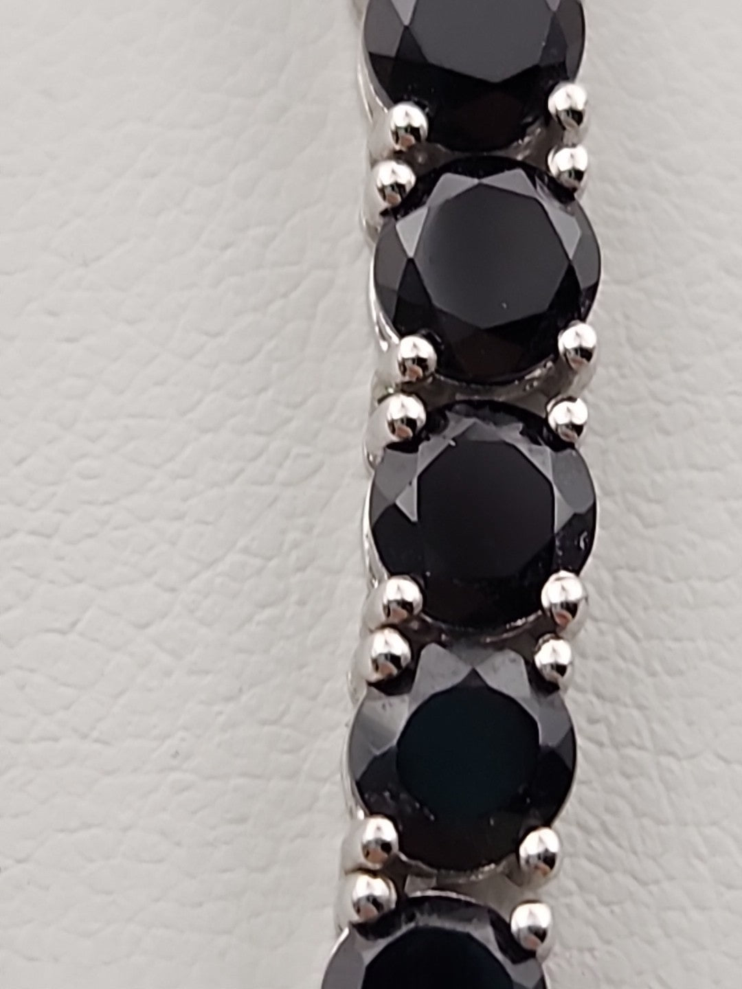 Black Onyx/Sterling Silver 18" Tennis Necklace