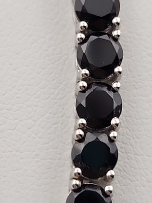 Black Onyx/Sterling Silver 18" Tennis Necklace