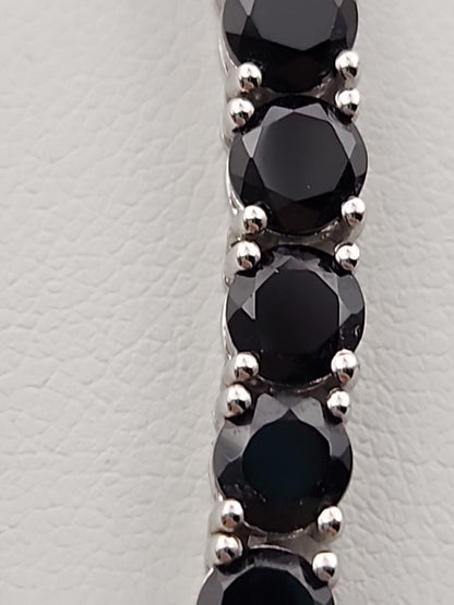 Black Onyx/Sterling Silver 18" Tennis Necklace