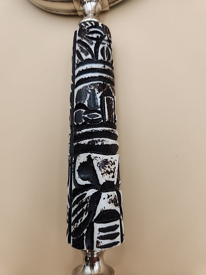 Silver Tone/Resin Handle With Ethnic Carvings Magnifying Glass