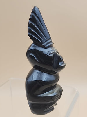 Gold Sheen Obsidian Hand Carved Mayan Aztec Statue