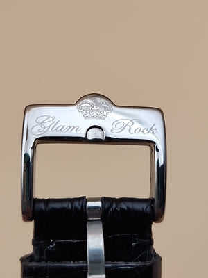 GLAM ROCK Black Alligator Leather/Diamond Bezel/Miami #GR10021 NEW BATTERY