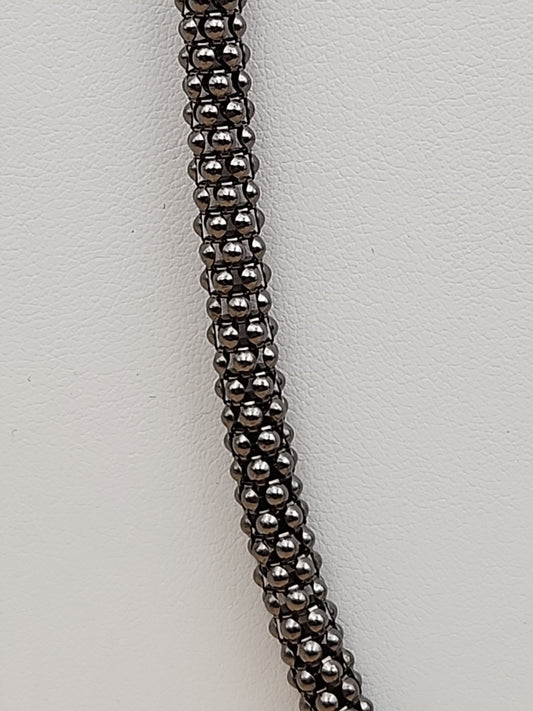 MILOR ITALY/Black Rhodium Over Sterling Silver 30"-32" Popcorn Necklace