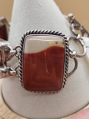 Yellow Citrine/Red Jasper/Rutilated Quartz/Sterling Silver 8"Adjustable Bracelet