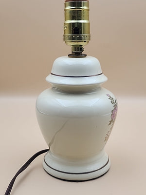 Asian Style/Hand Painted Pheasant Floral Motif/ Ginger Lamp