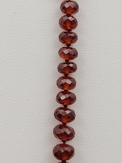 Faceted Rondele Hessonite Garnet Vermeil Graduated Vintage 26" Necklace