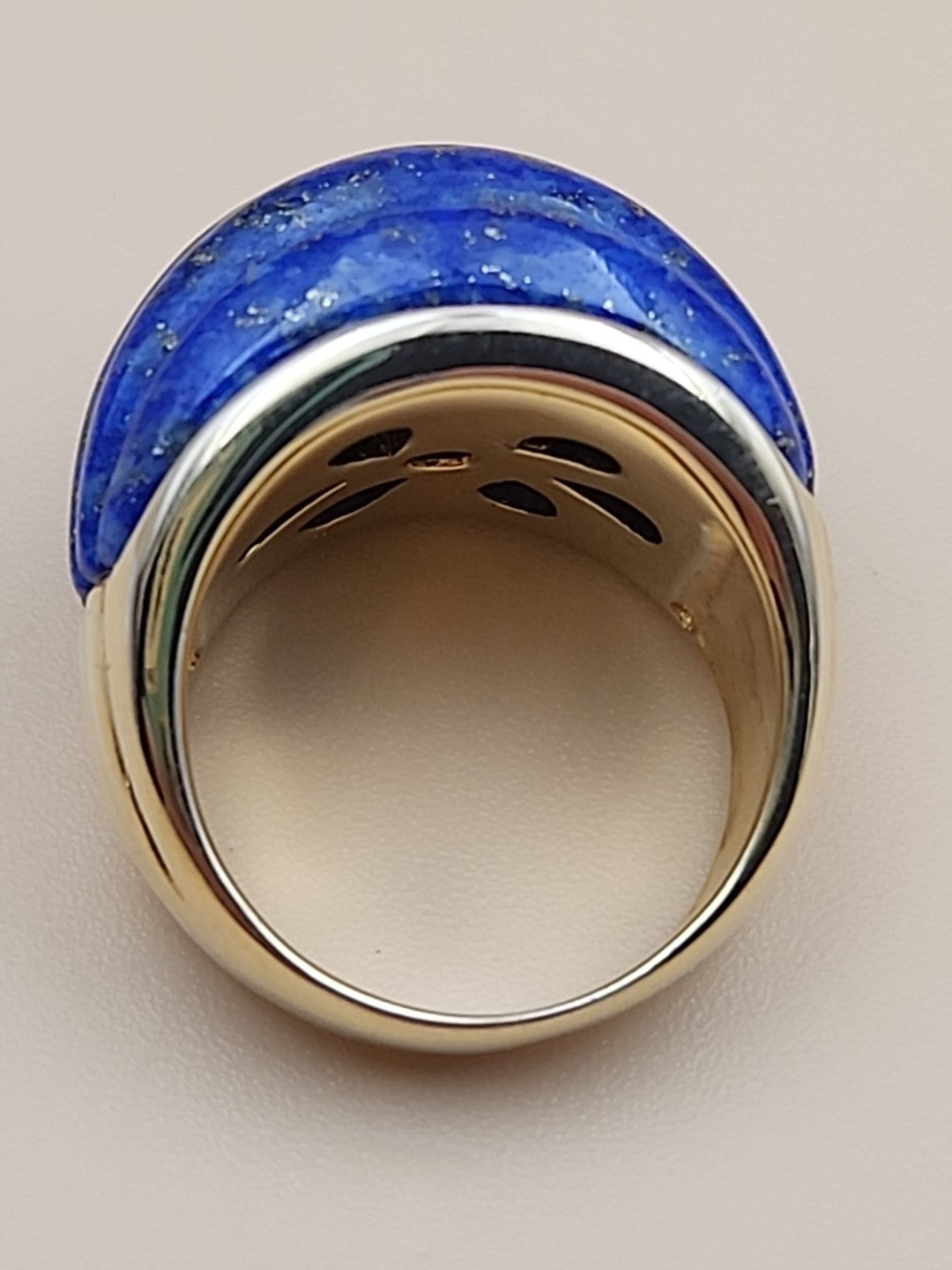 ROSS SIMONS Carved Lapis Lazuli/18k Over Sterling Dome Ring Size 7