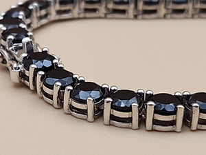 Black Onyx/Sterling Silver 18" Tennis Necklace