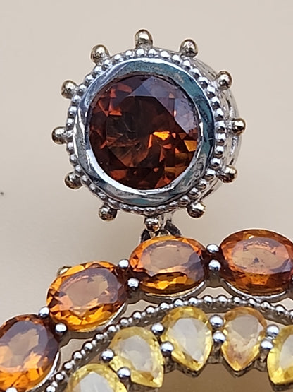 DALLAS PRINCE Yellow/Orange Citrine Drop/Dangle Hoop Earrings