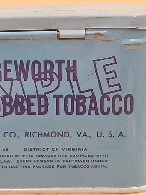 1920's LARUS & BROTHER CO./EDGEWORTH Vintage Advertising Tin Can With Hinged Lid