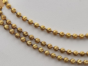 Italian Moon Cut/Gold Plated/Sterling Silver/30" Ball Bead Chain Necklace