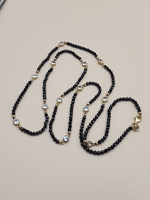 HSN Faceted Black Onyx/Topaz/14k Over Sterling Silver 36" Necklace