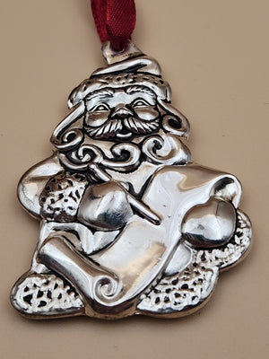 GORHAM Sterling Silver Plated Santa Claus Christmas Ornaments Set Of 3