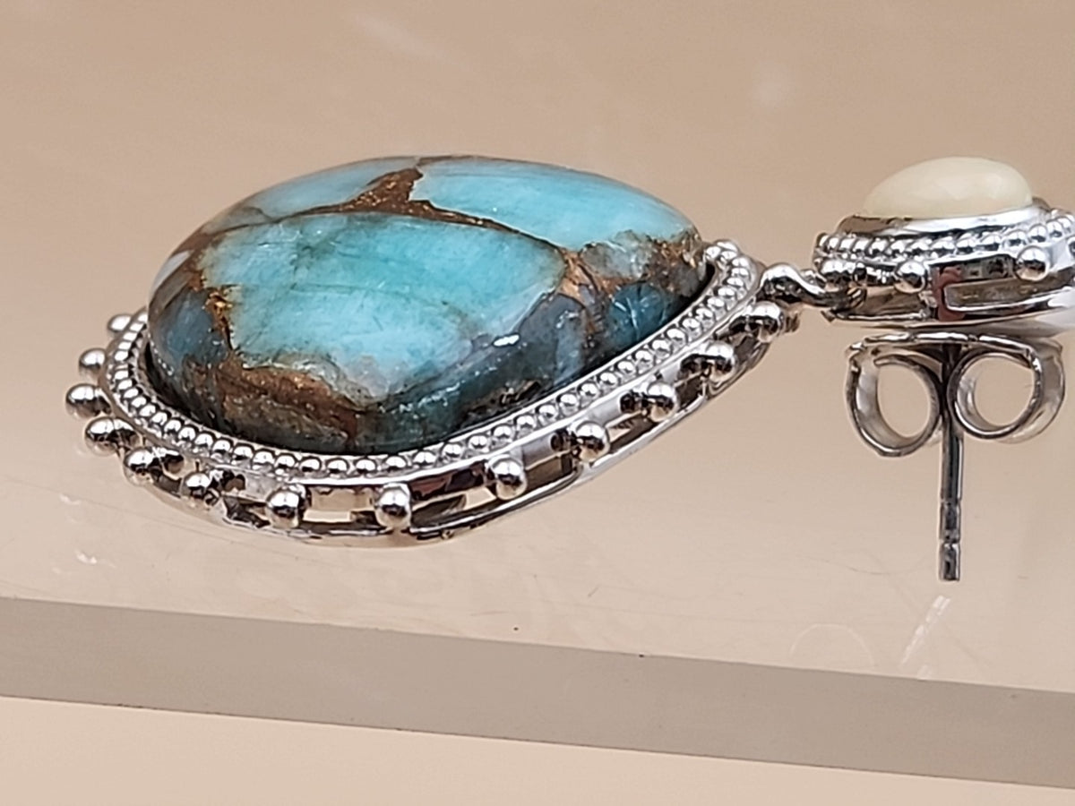 DALLAS PRINCE Amazonite/Opal/Sterling Silver Dangle Earrings